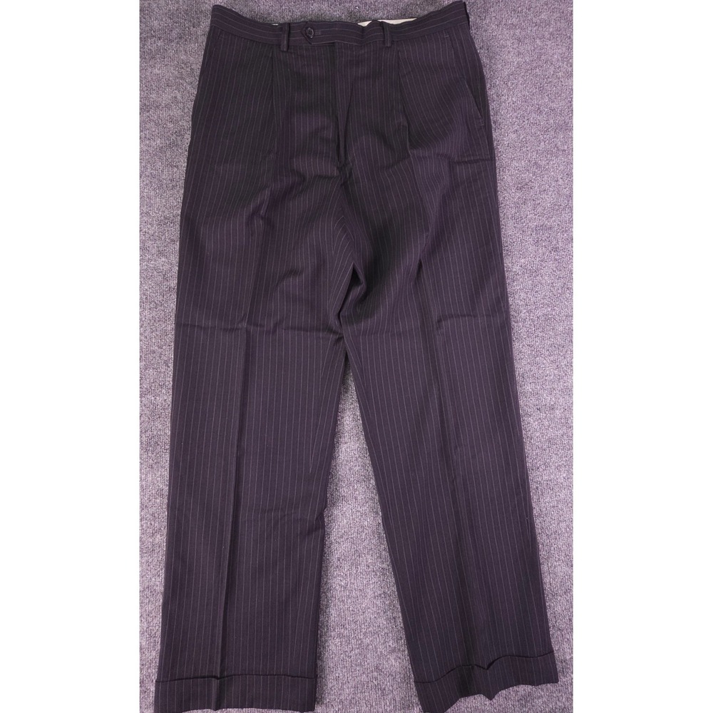 Alfani Suit Mens 42L Charcoal Pinstripe 3 Button 100% Wool Pants 35x33 Pleated - Picture 15 of 16